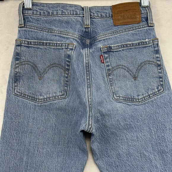 Levis Wedgie Straight Big E Jeans Womens 23 Mid-Rise Distressed Button-Fly Denim - Picture 7 of 16
